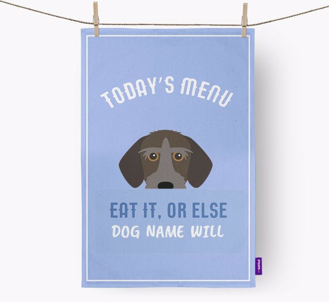 'Eat It, Or Else {dogsName} Will' - Personalized {breedFullName} Dish Towel